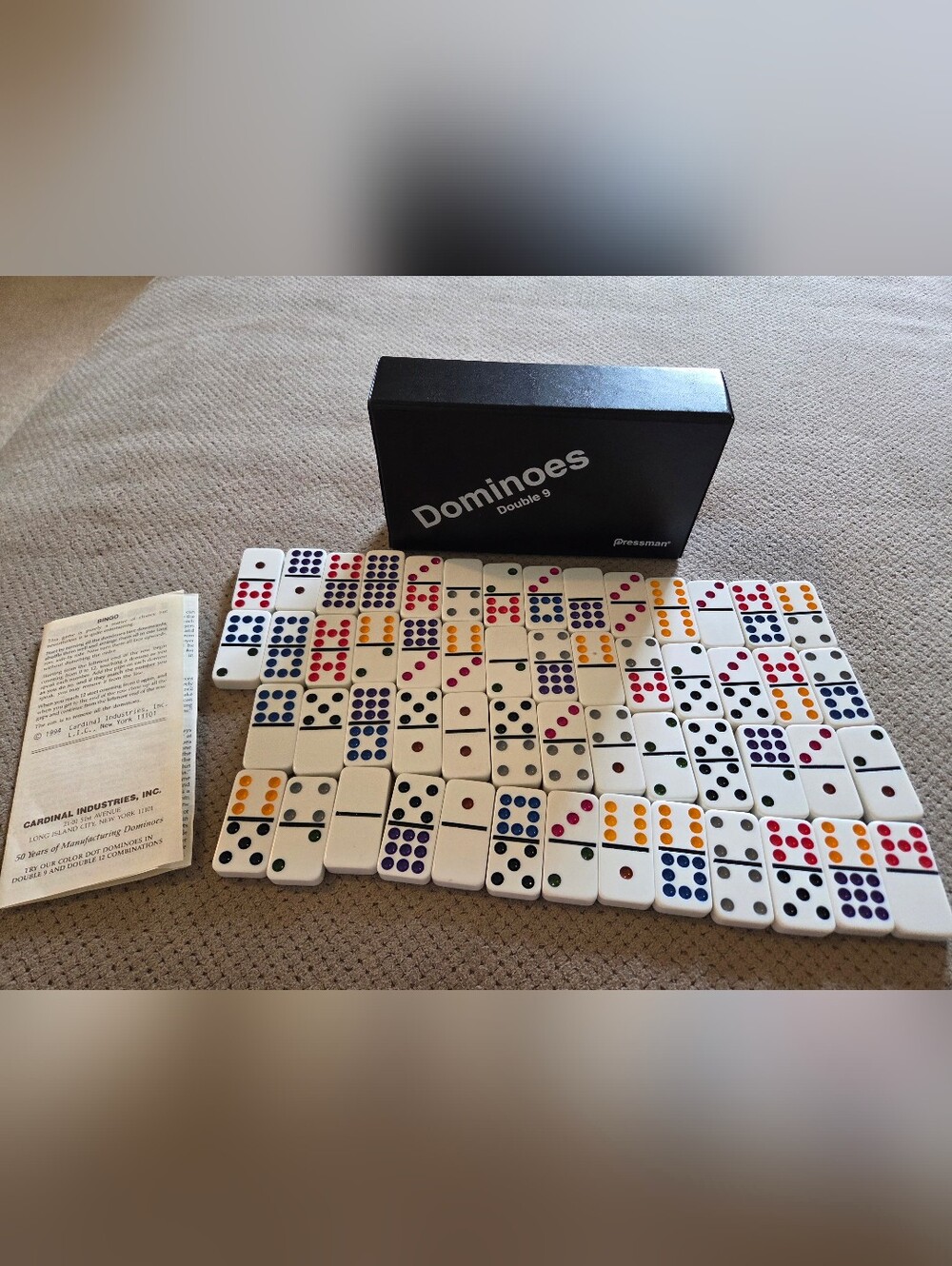 1994 Pressman Double Nine Color Dot Dominoes Double Nine (Double 9)
